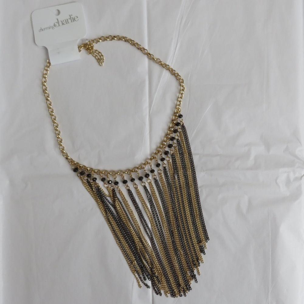 Charming Charlie Gold and Black Necklace